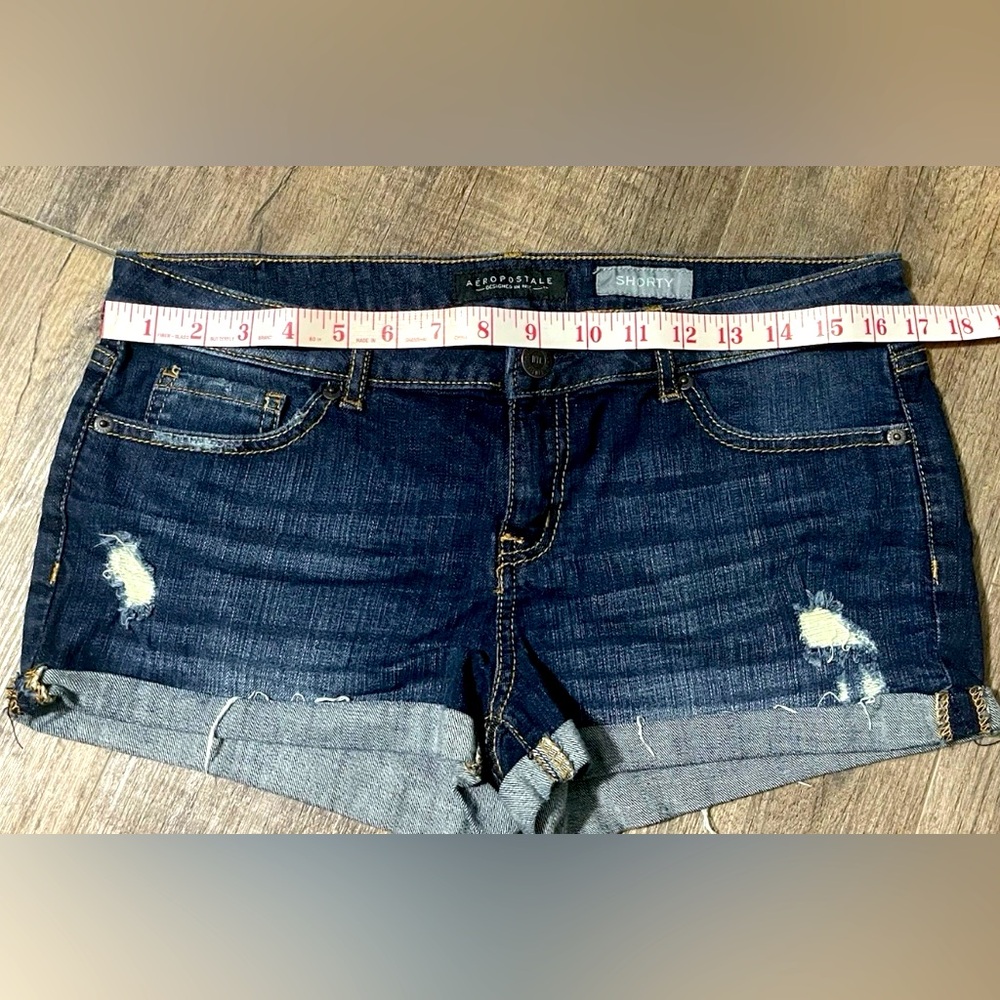 Aeropostale Women's Blue Denim Mini Cut Off Shorts